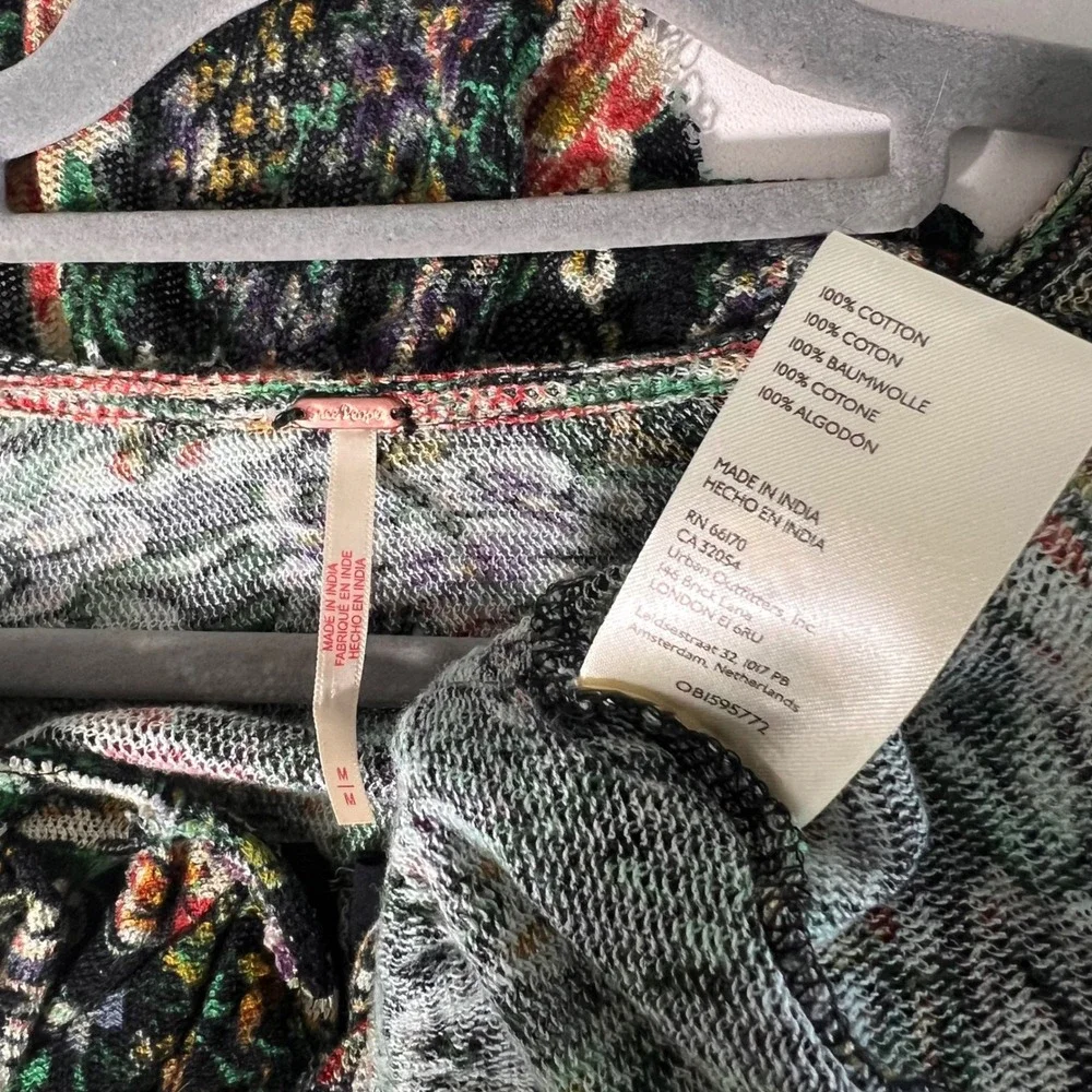 Free People Top Womens M Floral Ruffle Cropped Cotton Cottagecore Prairie Casual